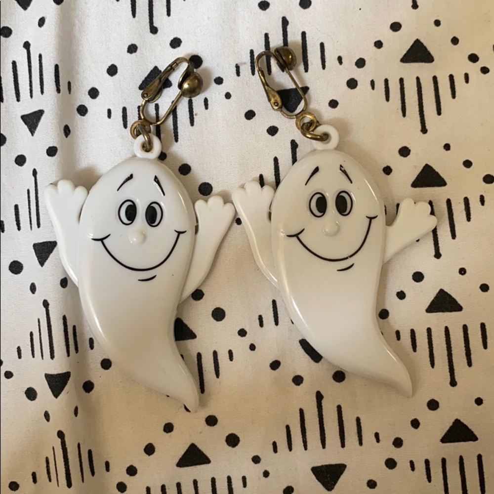 Vintage Halloween Ghost Clip On Earrings